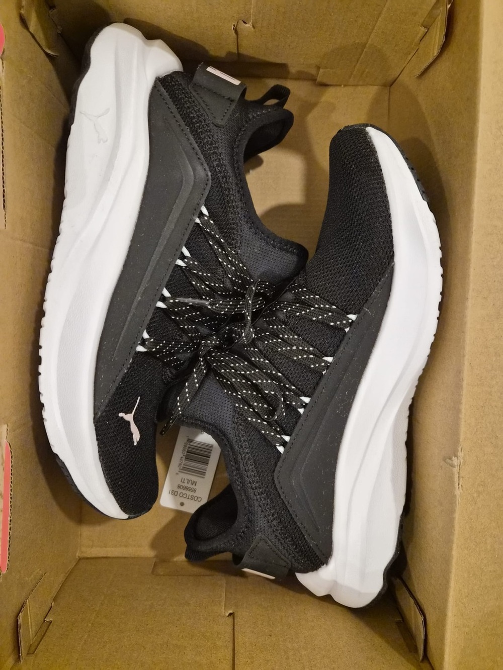 Puma Black and White Knit Lace-Up Sneakers - Picture 3 of 9
